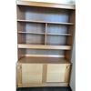 Image 1 : Wood Veneer Bookcase With Adjustable Shelves And Two-Door Cabinet