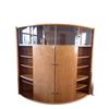 Image 1 : Curved Wood Entertainment Wall Unit with Glass Display and Shelving
