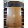 Image 3 : Curved Wood Entertainment Wall Unit with Glass Display and Shelving