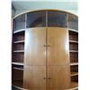 Image 4 : Curved Wood Entertainment Wall Unit with Glass Display and Shelving