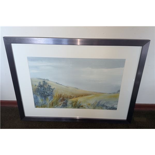 Framed Landscape Watercolour Print in Black Wood Frame