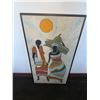 Image 4 : Framed Painting of Two Figures with Sun Motif