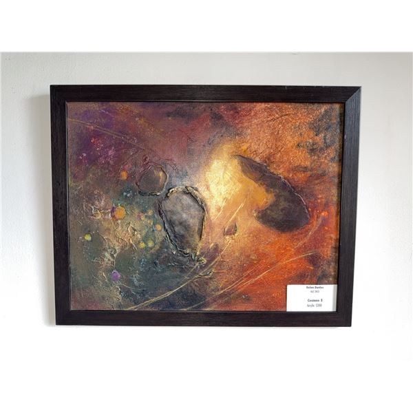 Helen Davies "Cosmos 5" Acrylic Painting in Black Frame