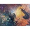 Image 4 : Helen Davies "Cosmos 5" Acrylic Painting in Black Frame