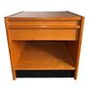 Image 1 : Teak Veneer Nightstand w/ Drawer & Lower Shelf
