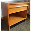 Image 2 : Teak Veneer Nightstand w/ Drawer & Lower Shelf