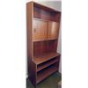 Image 3 : Teak Bookcase / Storage Unit w/ Sliding Doors & Many Compartments