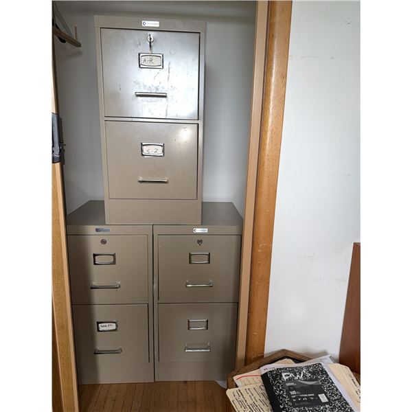 Four Metal Two-Drawer Filing Cabinets by Commander