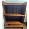Image 2 : Teak Media Shelf w/ Metal Dividers & Drawer