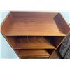 Image 4 : Teak Media Shelf w/ Metal Dividers & Drawer