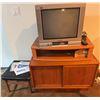 Image 2 : Panasonic CRT Colour Television w/ Teak Cabinet, Manual, and Remote
