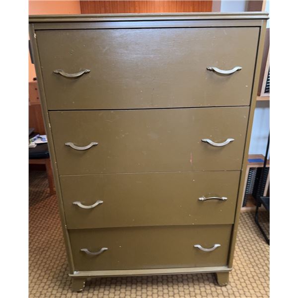 Painted Wood Five-Drawer Dresser with Metal Handles