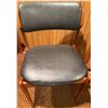 Image 10 : 4 Teak w/Black Vegan Leather Upholstery Dining Chairs
