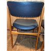 Image 16 : 4 Teak w/Black Vegan Leather Upholstery Dining Chairs
