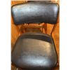 Image 17 : 4 Teak w/Black Vegan Leather Upholstery Dining Chairs