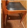 Image 6 : 4 Teak w/Black Vegan Leather Upholstery Dining Chairs