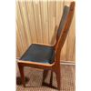 Image 7 : 4 Teak w/Black Vegan Leather Upholstery Dining Chairs