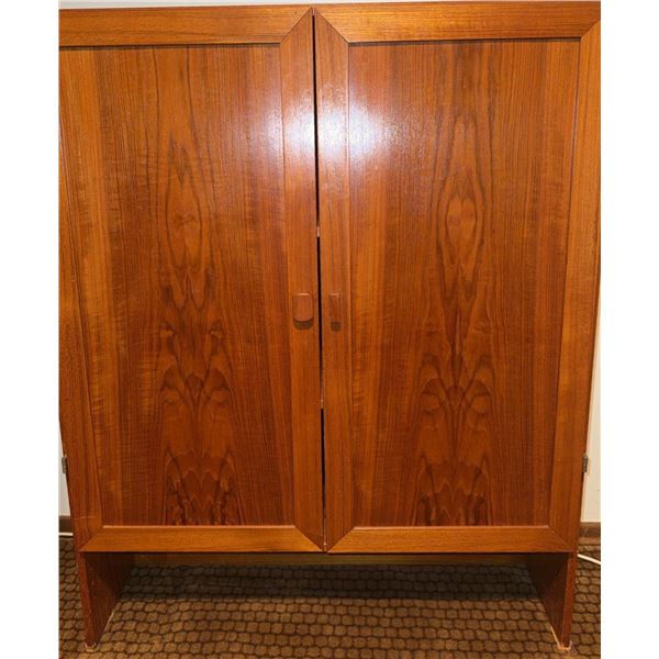 Teak Cabinet with Double Doors and Internal Shelves, 104 cm x 90 cm x 35 cm