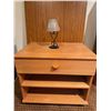 Image 2 : Wood Veneer Nightstand with Single Drawer and Lamp