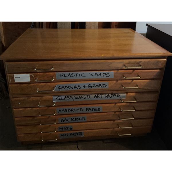 Wood Flat File Cabinet with Seven Drawers