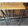 Image 3 : Metal Utility Cart with Wood Top and Additional Chrome Parts