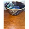 Image 2 : Signed Studio Pottery Tableware Group with Glass Orbs