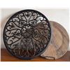 Image 4 : Home Decor Items: Cast Iron Trivet, Wooden Board, Vase, Crystal Votive, and Stoneware Dish