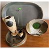 Image 1 : Studio Pottery Lot with Crackle Vase and Gilt Miniature