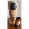 Image 3 : Studio Pottery Lot with Crackle Vase and Gilt Miniature
