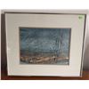Image 1 : Framed Watercolour Landscape Painting with Trees