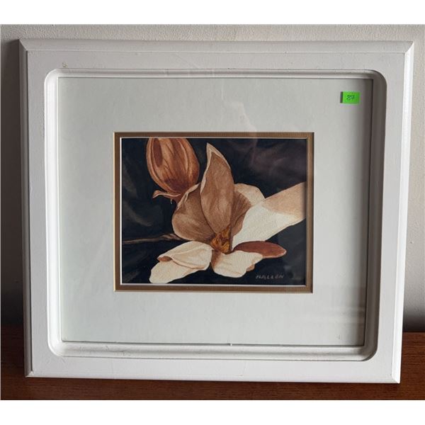 Framed Floral Print - magnolia watercolor ALL 0003 Signed Hallen