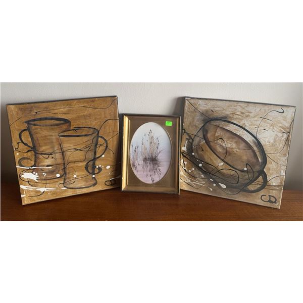 Chelsea Davis Acrylic Artworks and Framed Watercolour Print, Set of 3