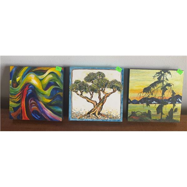 Three 8x8 Inch Original Canvas Artworks