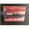 Image 2 : Framed Watercolour Landscape Painting with Forest Silhouette