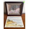 Image 1 : Two Jan Fraser Artworks: Framed Mixed Media and Unframed Watercolour Seascape