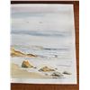 Image 4 : Two Jan Fraser Artworks: Framed Mixed Media and Unframed Watercolour Seascape