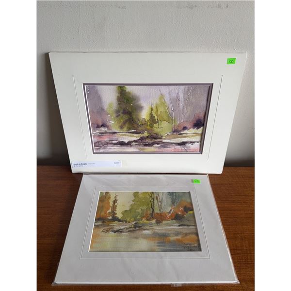 Two D. Congher Watercolour Landscape Paintings Matted