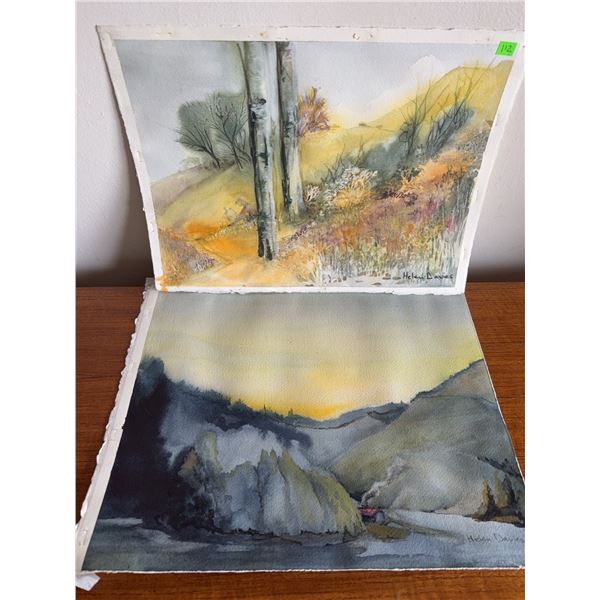 Helen Davies Signed Landscape Watercolours on Paper