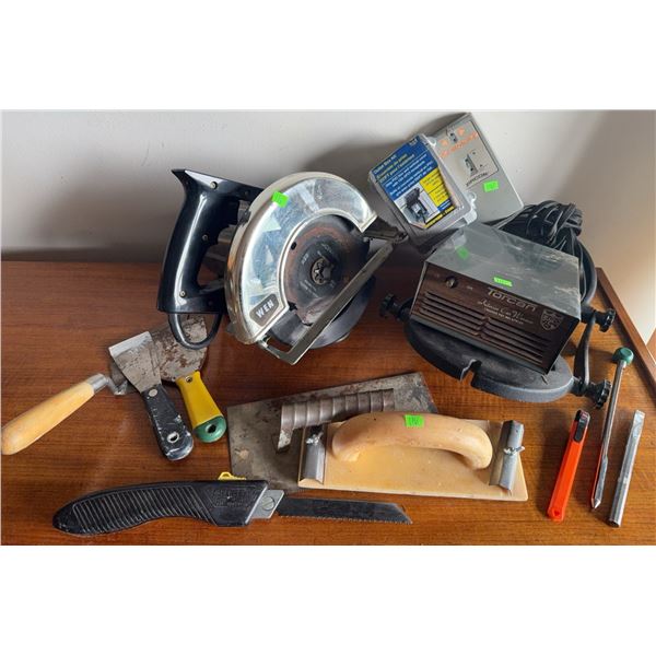 WEN Circular Saw, Torcan Car Warmer, and Assorted Hand Tools