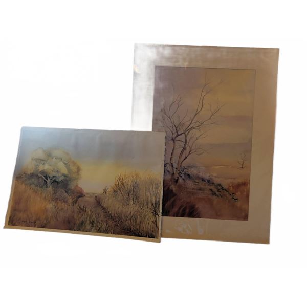 Helen Davies Watercolour Landscapes, Two Pieces