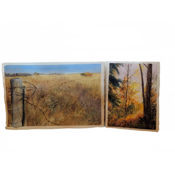 Helen Davies Landscape Watercolour Paintings, Set of 2