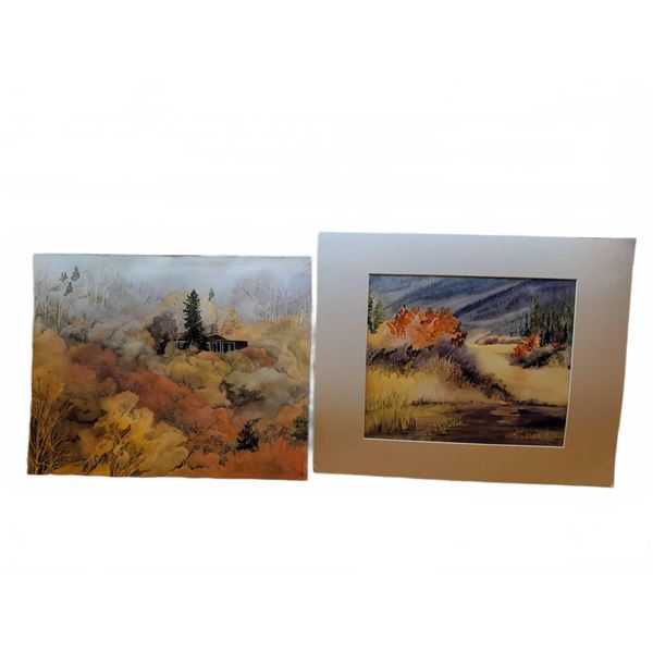 Helen Davies Landscape Watercolour Paintings, Set of 2