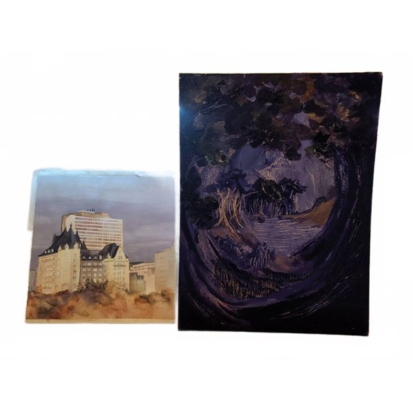 Two Original Artworks: Helen Davies Watercolour & Textured Acrylic