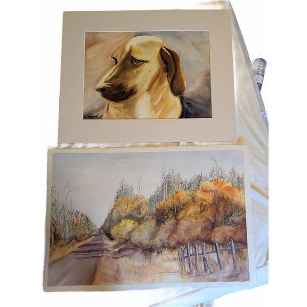 Helen Davies Watercolours: Dog Portrait & “Country Road” Landscape