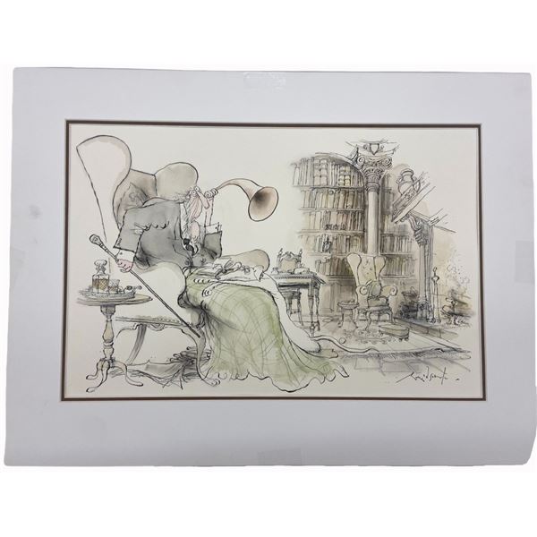 Ronald Searle - Watercolor Satirical Illustration