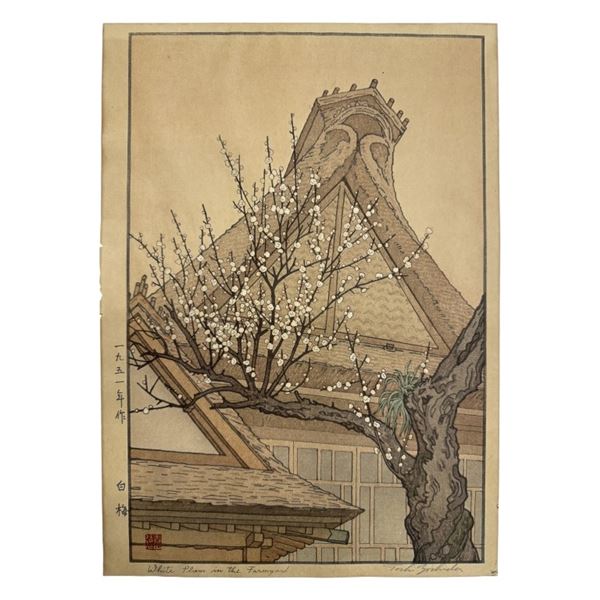 Toshi Yoshida - White Plum Woodblock