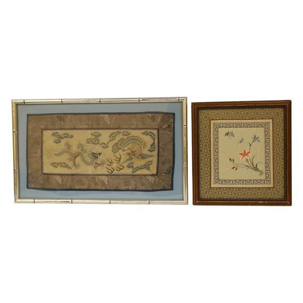 Framed Chinese Textile Panels Pairing