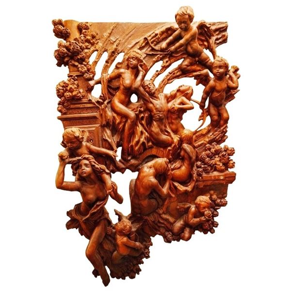 Janusz Obst - Monumental Wood Relief Sculpture