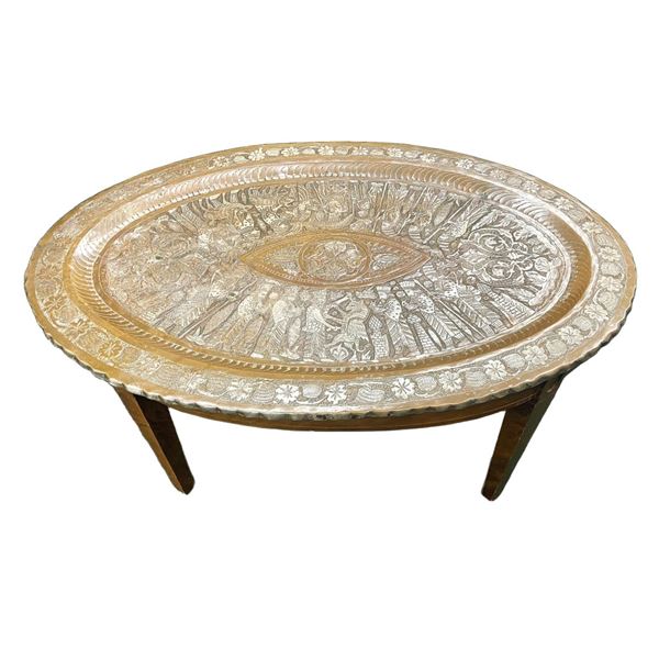 Persian Tinned Copper Tray Table