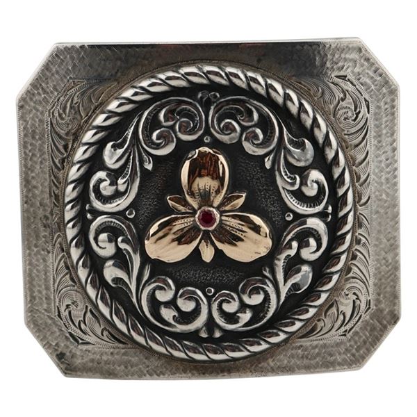 Edward Bohlin Sterling 10K Ruby Shield Belt Buckle